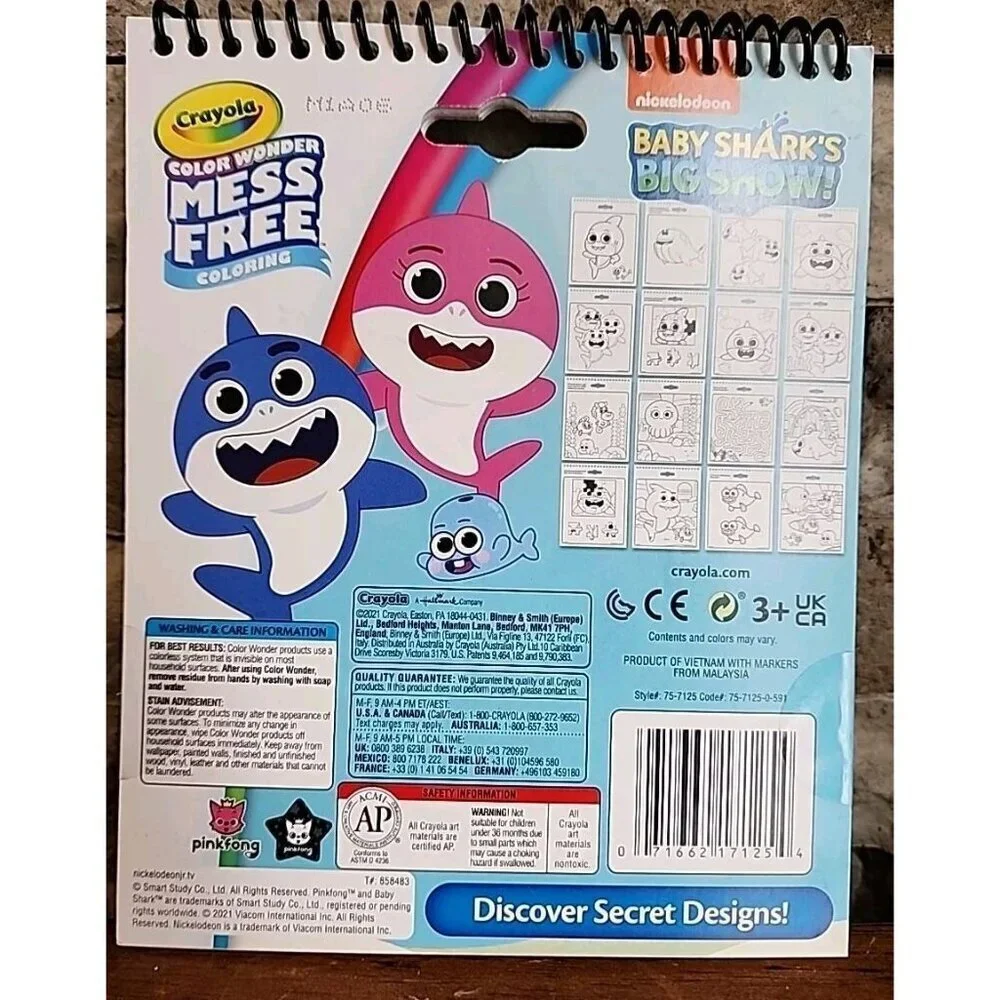 Crayola Baby Shark Color Wonder Mess Free Coloring Activity Pad Markers Travel